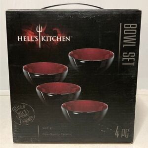 Hell’s Kitchen 4pc Bowl Set (6” Red/ Black)